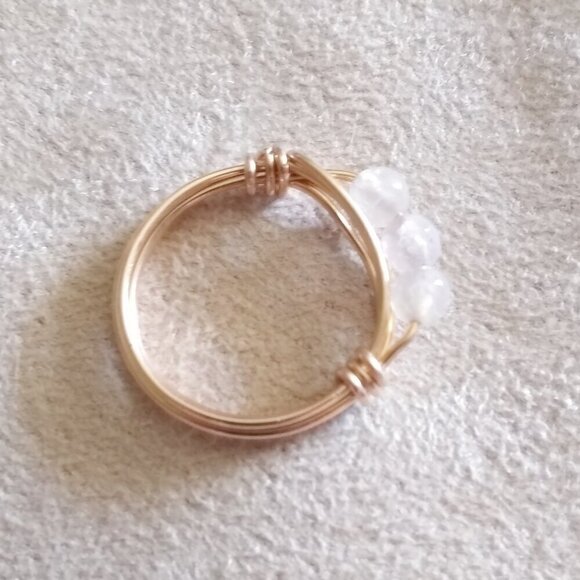 Slim White Agate Beaded Handmade Ring! Feminine & Sexy - Sturdy Every Day Wear! - Picture 3 of 7